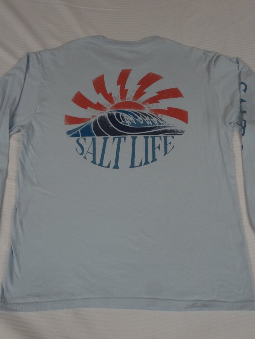 SALT LIFE OCEAN WAVES SUN RAYS - BLUE MEDIUM LONG SLEEVE T-SHIRT L543